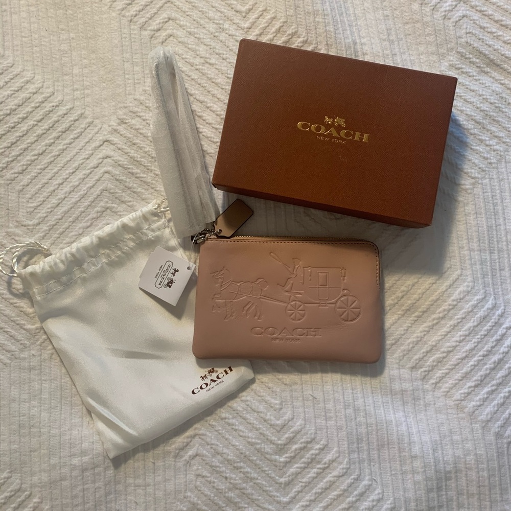 Coach Embossed Horse and Carriage Wristlet